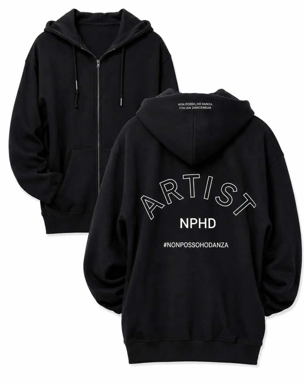 Veste zippée ARTIST Non Posso Ho Danza – Style oversize unisexe